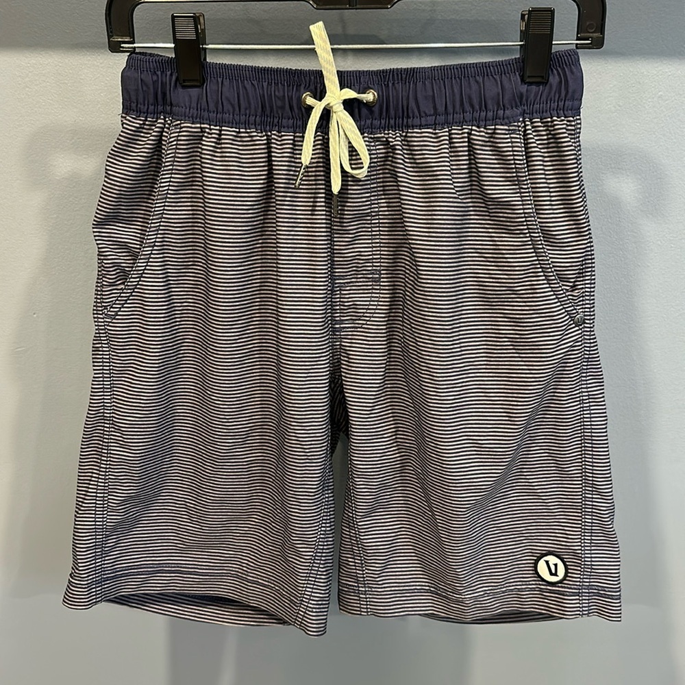 Vuori Kore Shorts Gray Blue Striped Lined Drawstring Athletic Mens Small